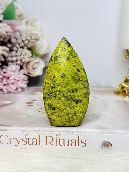 Rare Natural Stitchtite | Atlantisite Carved Freeform | Flame 8cm