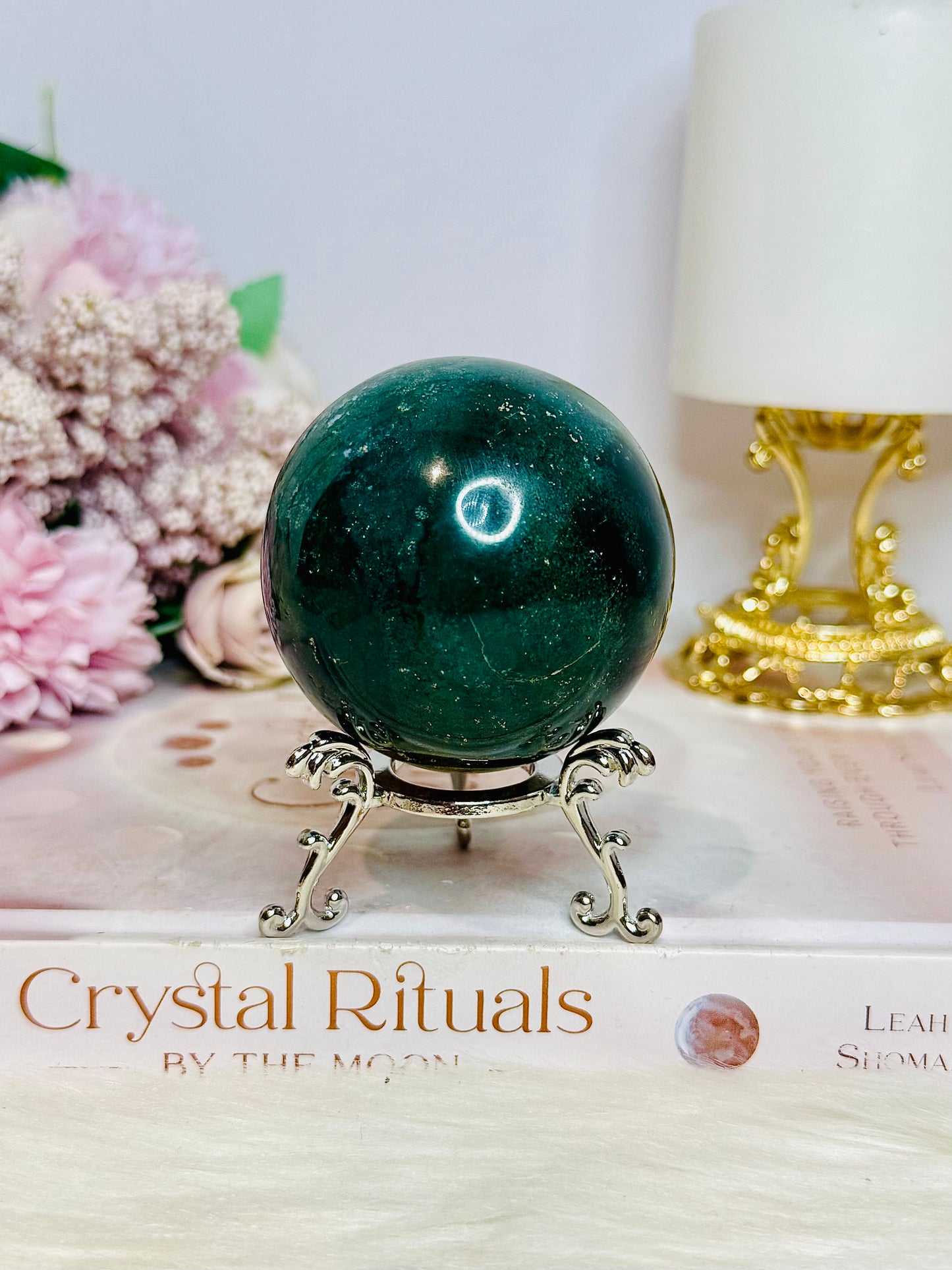 Green Ocean Jasper Sphere on Stand 255g