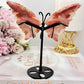 Gorgeous 13cm Pink Agate Butterfly Wings On Black Stand