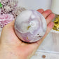 Large Pink Amethyst Druzy Sphere on Glass Stand (stand can be changed) 471g