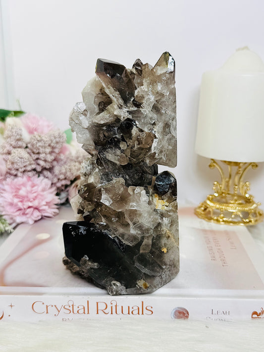 Smokey Quartz Cluster Tower 15cm 789g From Brazil