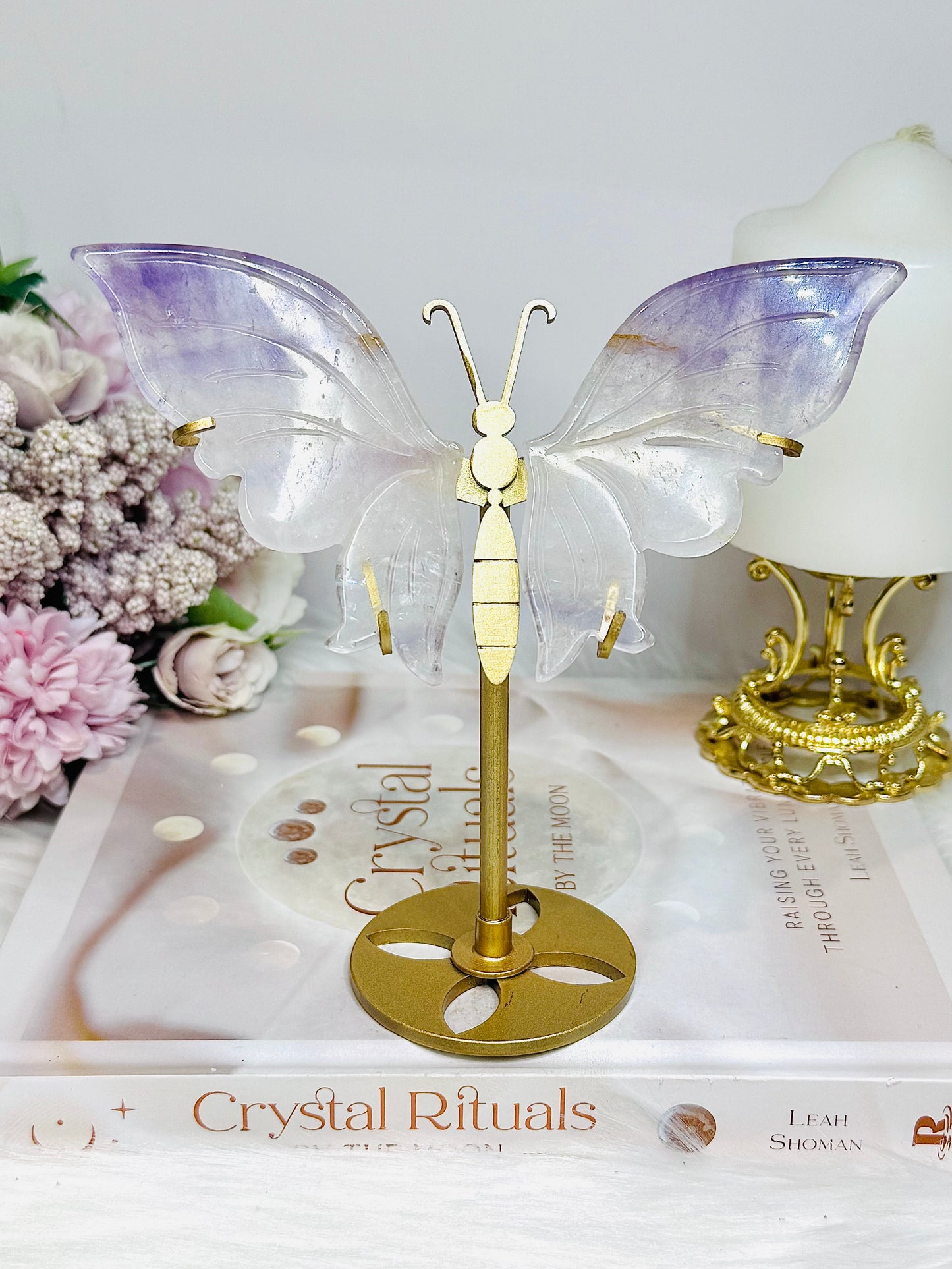 High Grade Amethyst in Quartz Butterfly Wings 15cm