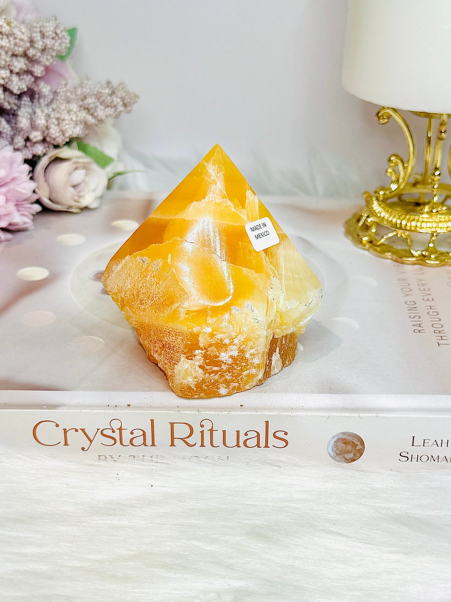 Orange Calcite Top Polished Point 277g