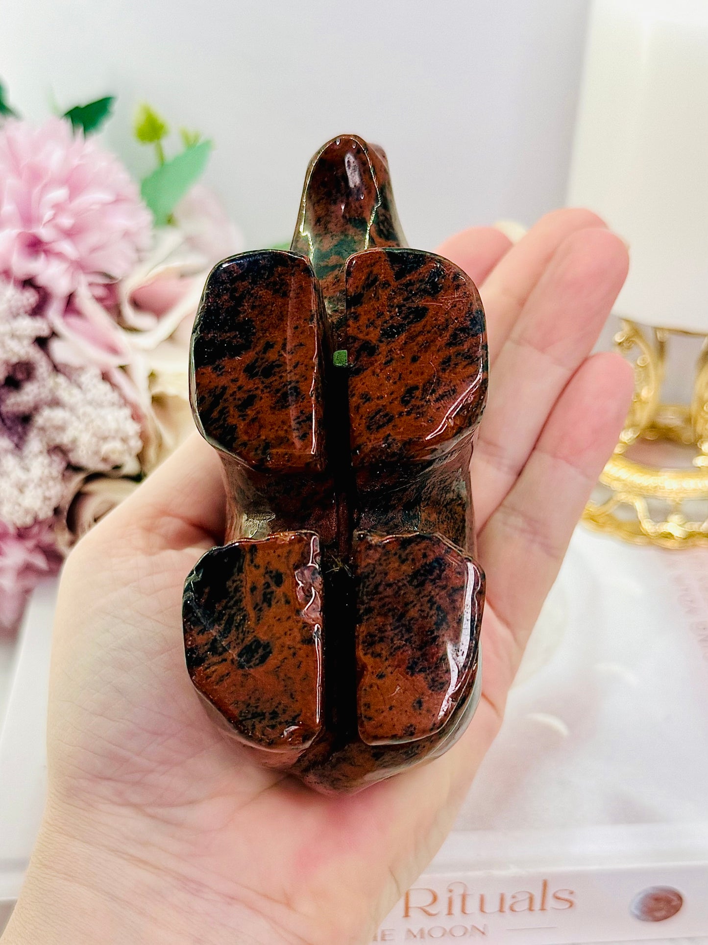 Large Chunky Red Obsidians Carved Elephant 507grams