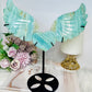 Caribbean Calcite Large Heart with Angel Wings On Stand