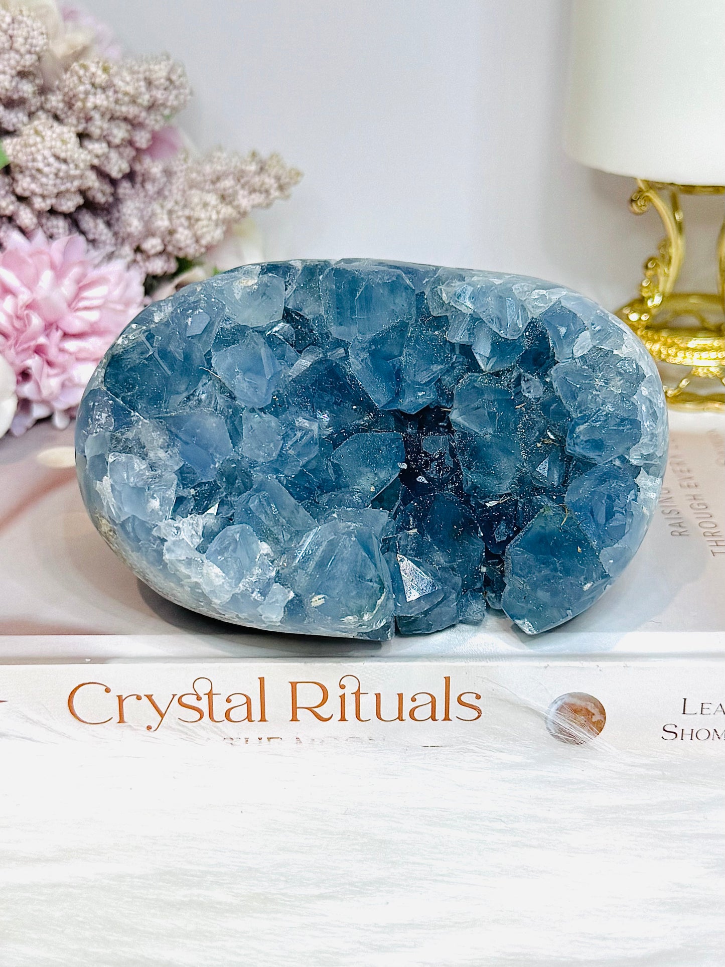 Deep Blue Celestite Cluster Freeform On Stand 11cm 966g
