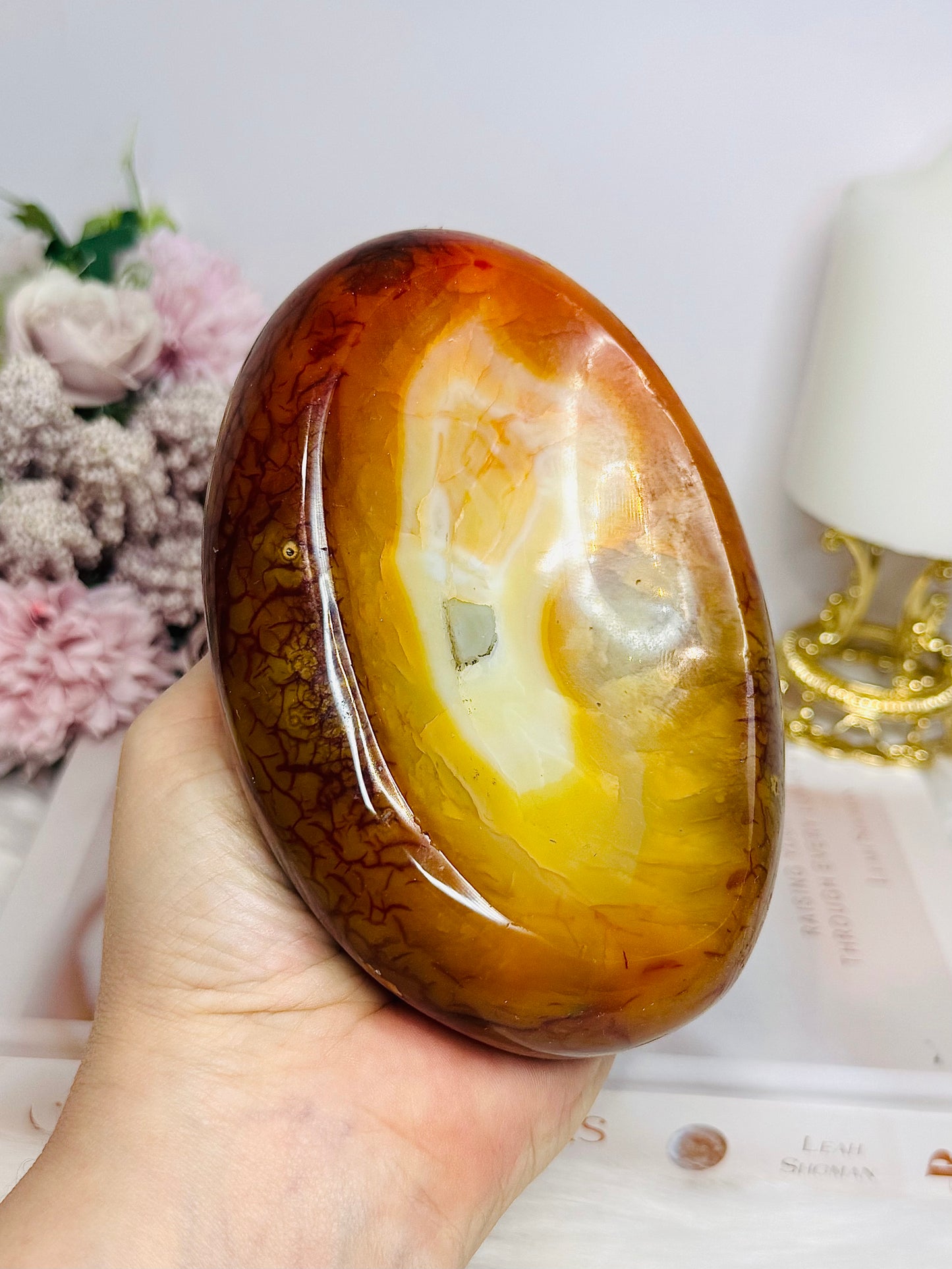 Large Carnelian Carved Bowl 13.5cm 705g
