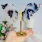 Black Flower Agate Butterfly Wings on Stand 15cm