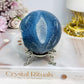 Rare Blue Coral Fossil Sphere on Stand 305g
