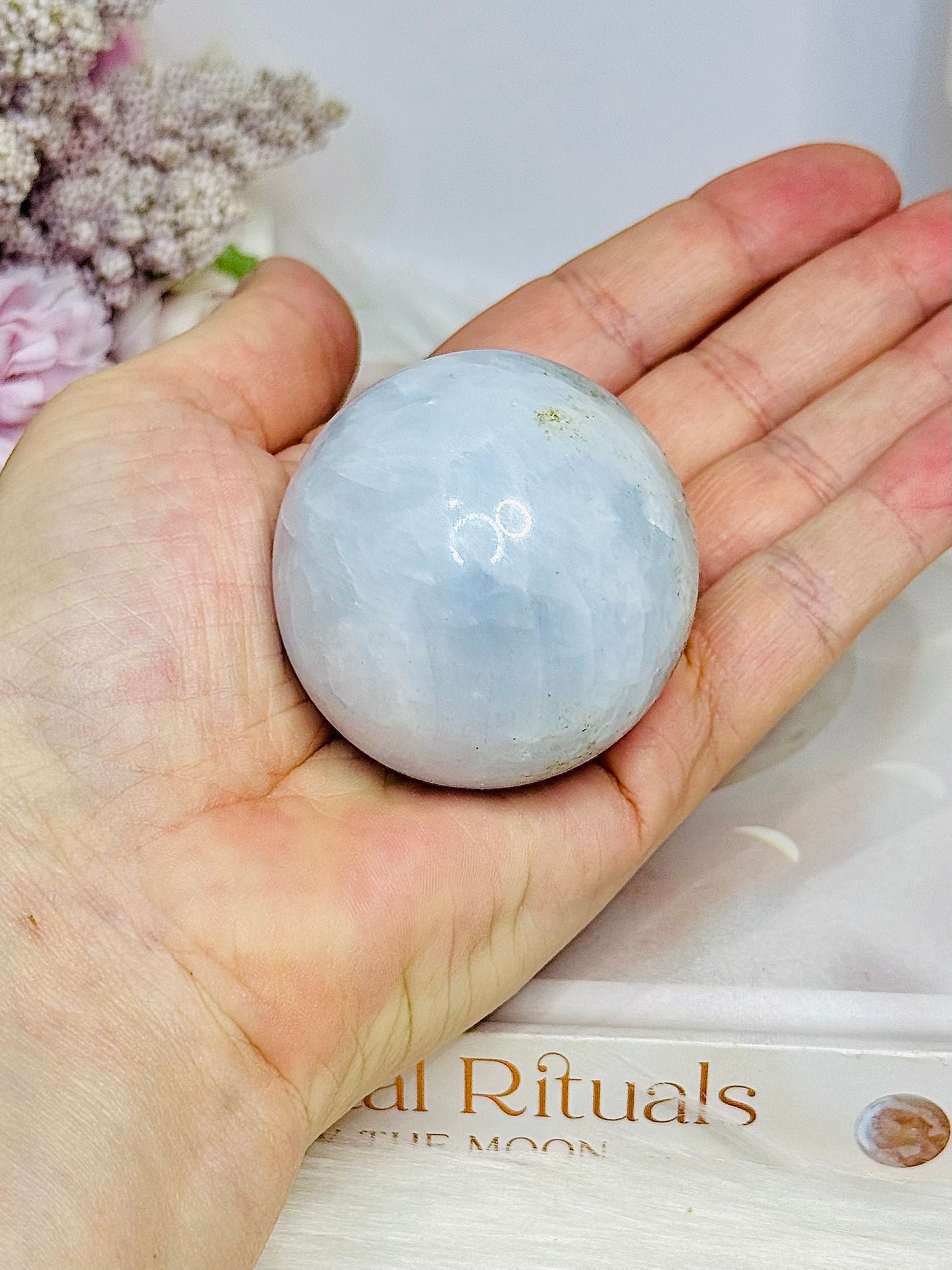 Blue Calcite Sphere on Stand 167g