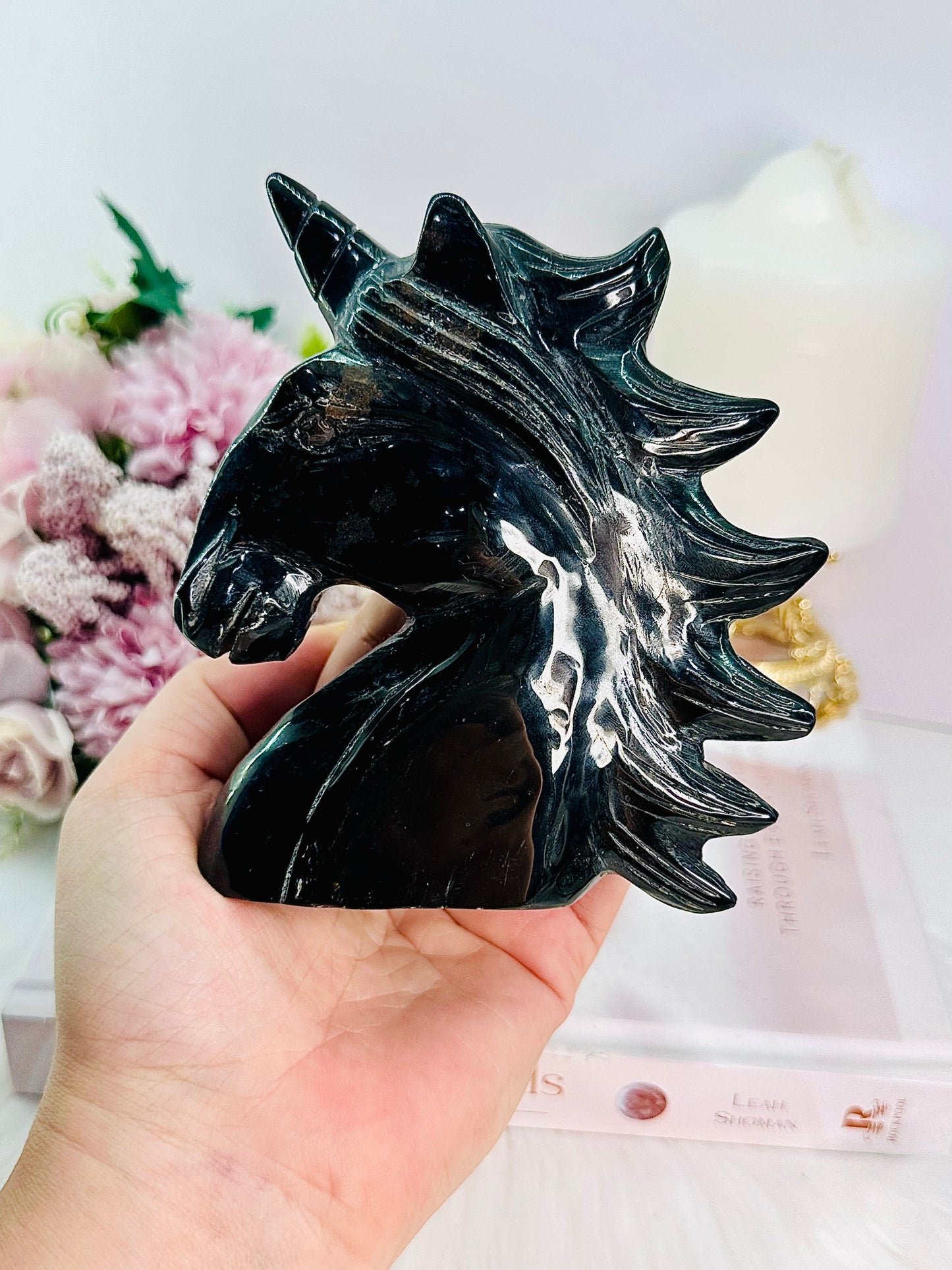 Absolutely Magnificent Large 13cm 471gram Rare Blue Tigers Eye Carved Unicorn ~ A Very Special Piece Of Magic