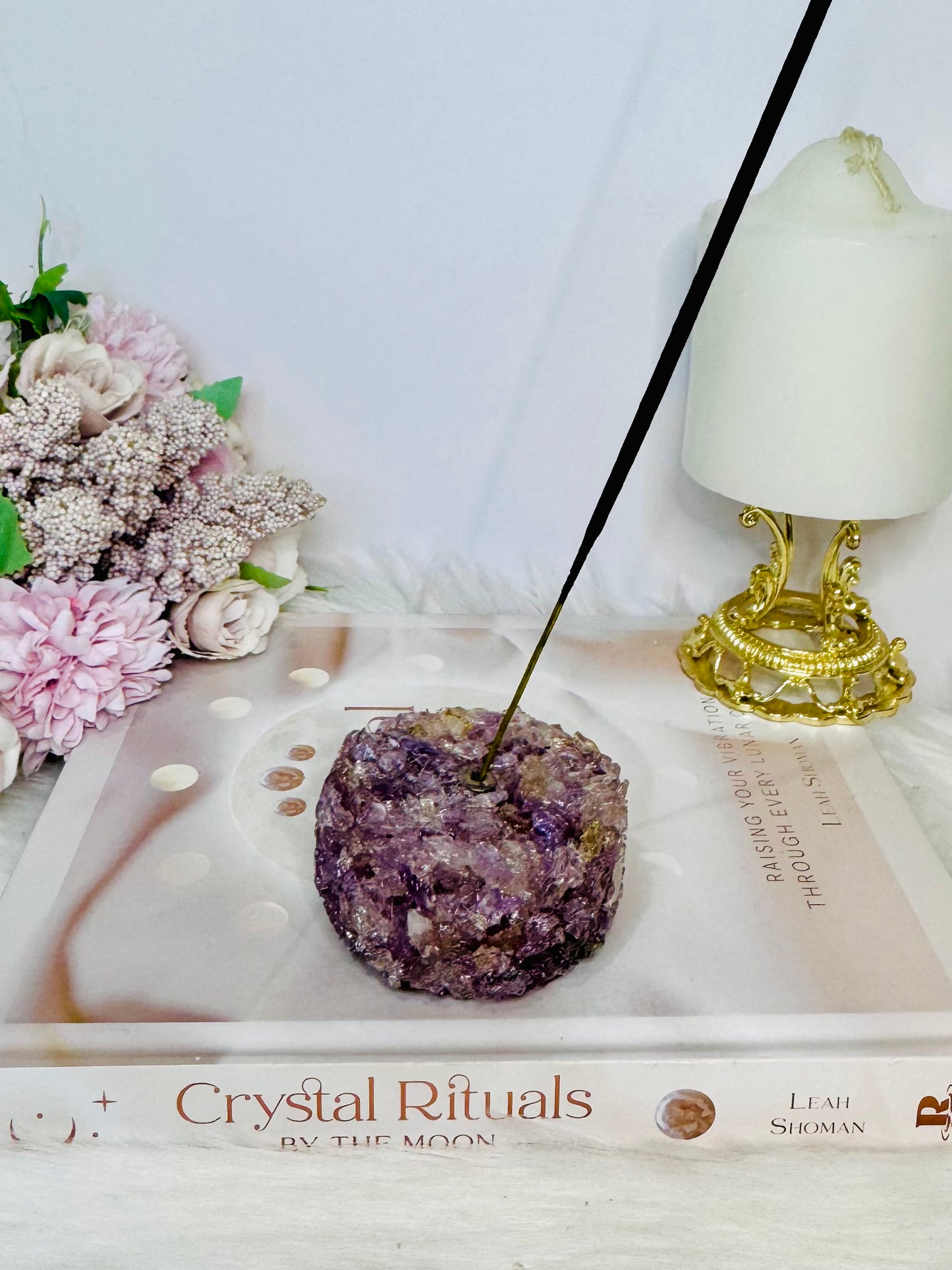 Resin Amethyst Incense Holder 7cm