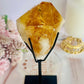 Incredible Large Citrine Freeform Full Of Rainbows On Custom Stand (Heat Treated)