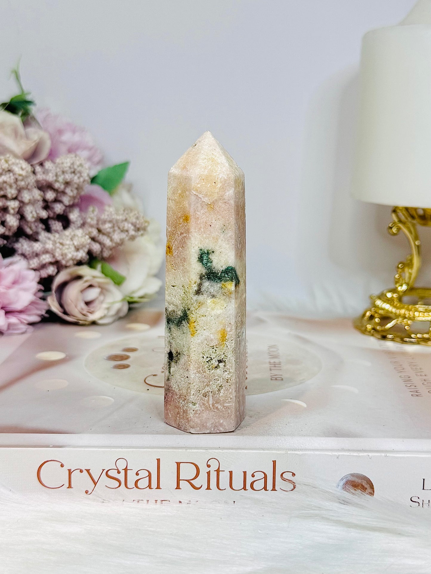 Pink Amethyst Tower with Green Jasper Inclusions 9.5cm