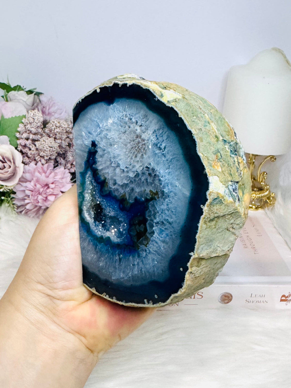 Blue (dyed) Agate Geode 12.5cm 771g