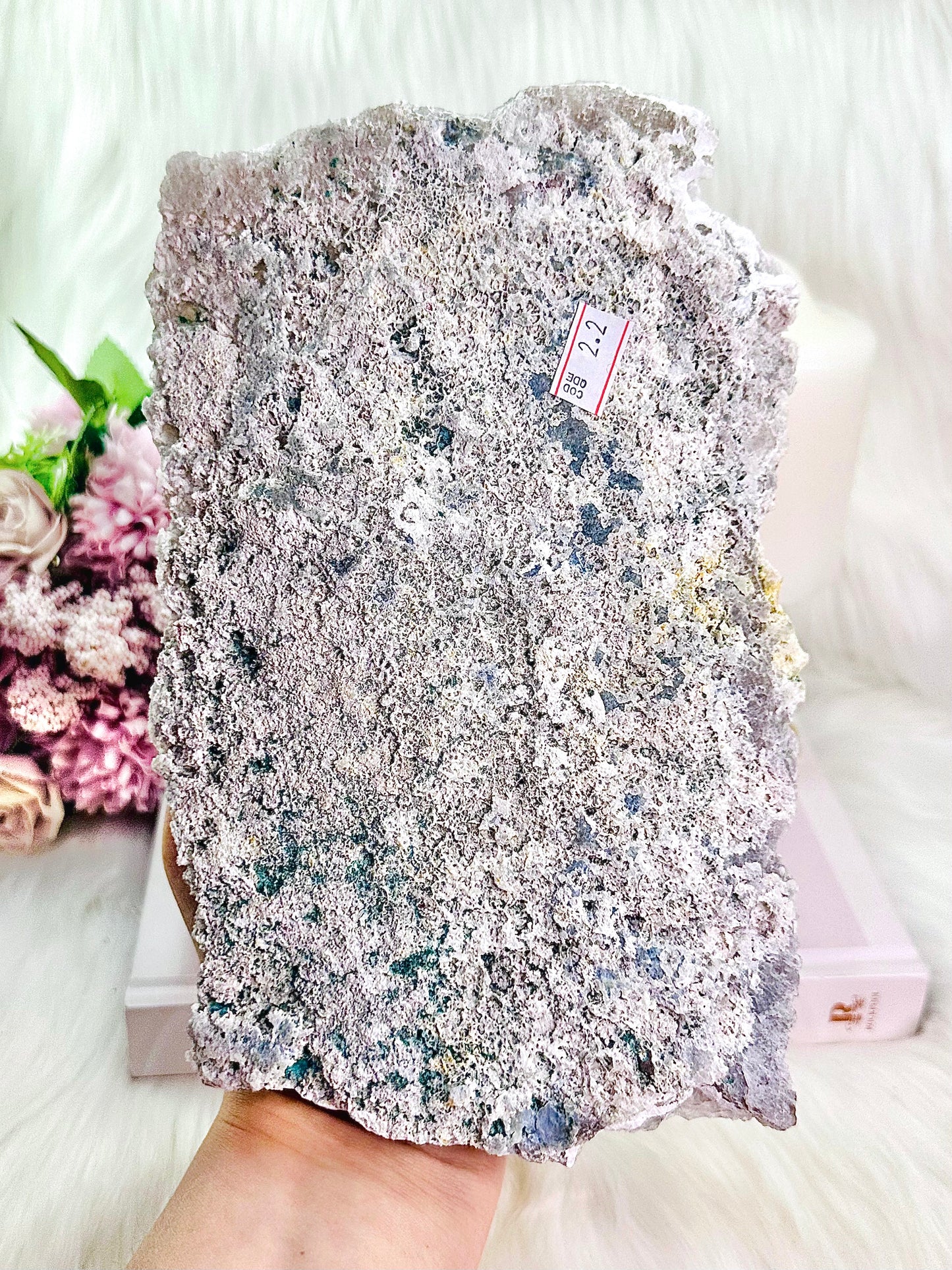 Gorgeous Natural Large 22cm Zeolite | Flower Amethyst Specimen Slab From Brazil On Stand