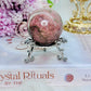 Pretty Rhodonite Sphere 174grams On Silver Stand