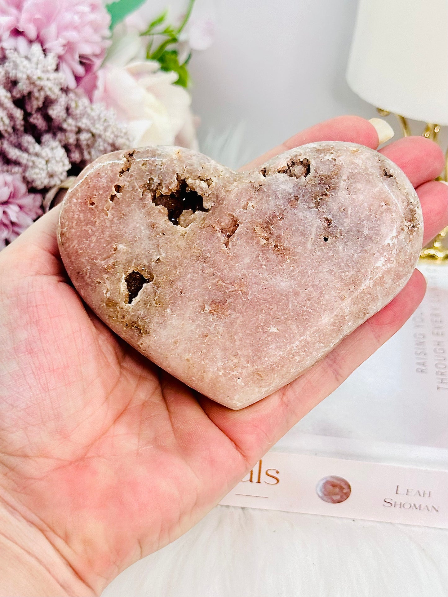 Stunning Druzy Pink Amethyst Carved Heart From Brazil 10cm On Stand