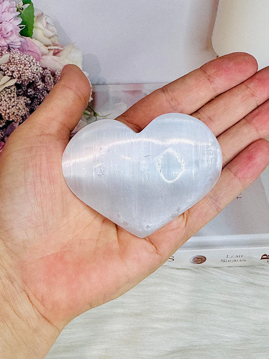 Beautiful Selenite Carved Chunky Heart