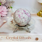 Pink Tourmaline Sphere on Stand 243g