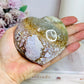 High Grade Pink Ocean Jasper Carved Puffy Heart 359g