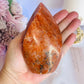 Incredible Large Orange Sunstone Carved Flame | Freeform 12cm 485grams