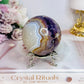 Amethyst X Agate High Grade Sphere on Stand 355grams