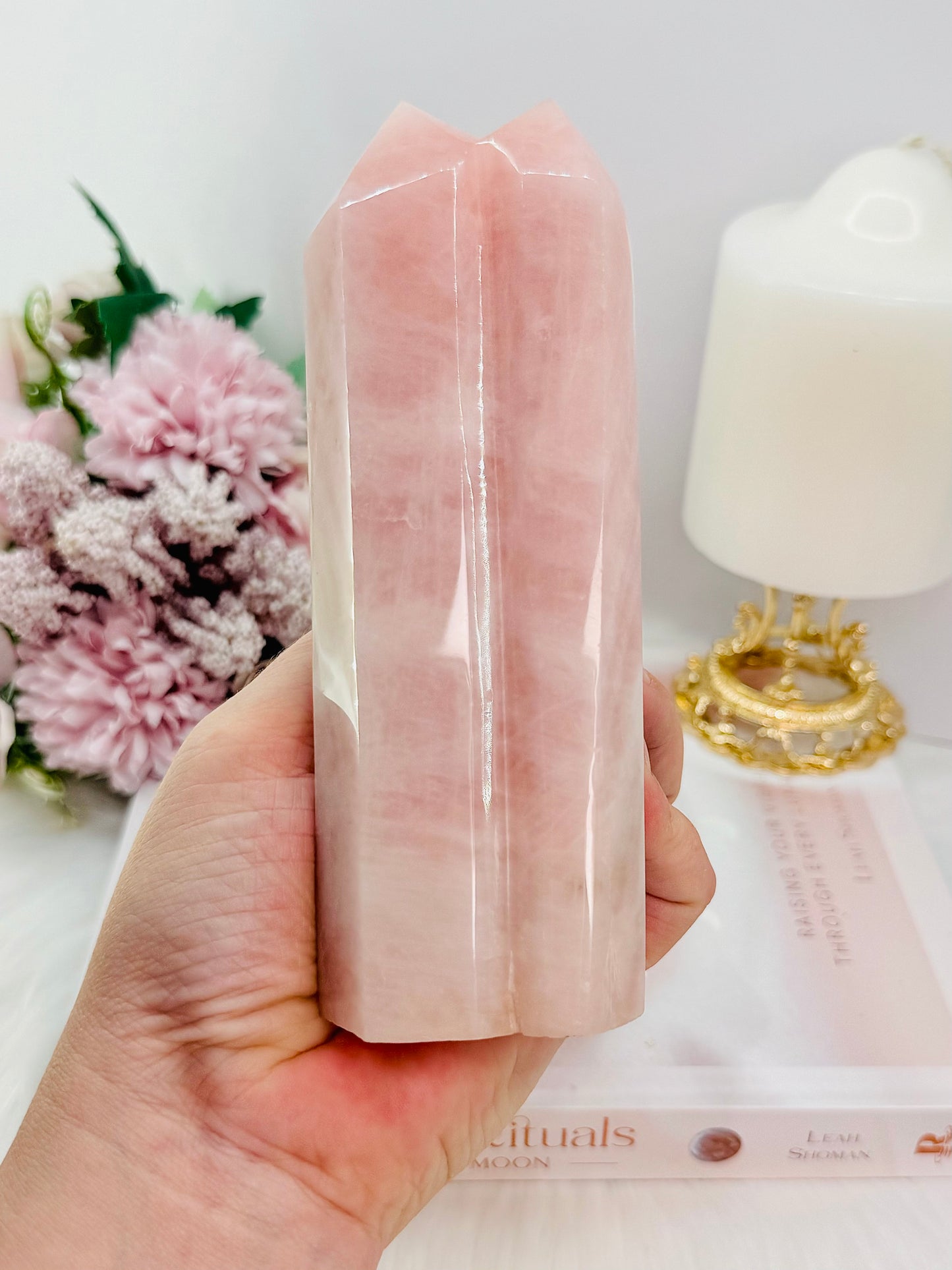 Classy & Absolutely Gorgeous Large 14.5cm Rose Quartz Double Tower Truly Gorgeous