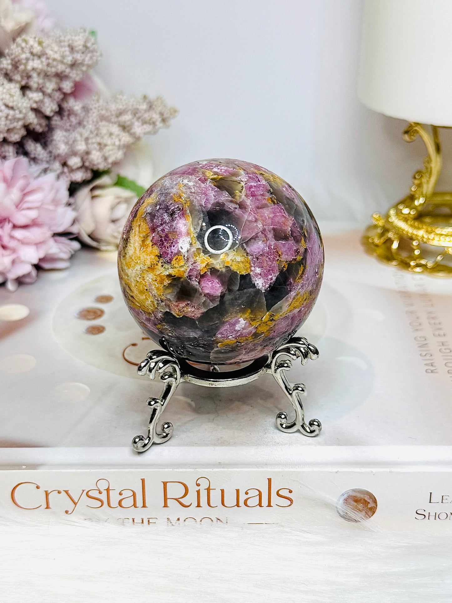 High Grade Pink Tourmaline Sphere on Stand 260g