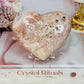 Beautiful Puffy Druzy Pink Amethyst Carved Heart On Stand