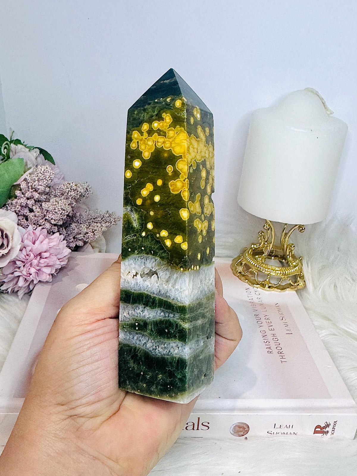 Orbicular Ocean Jasper Druzy Tower 15cm 342g