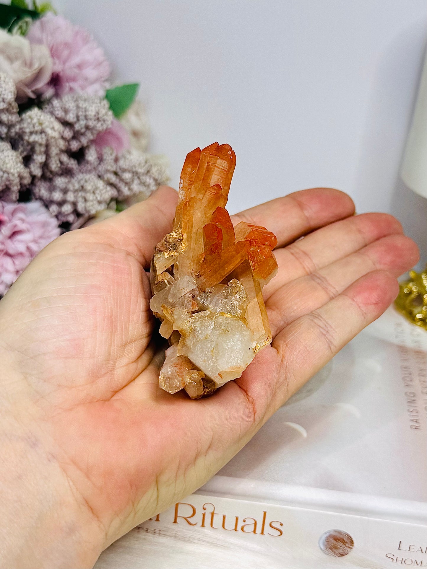 Natural Tangerine Quartz Cluster Specimen 92g