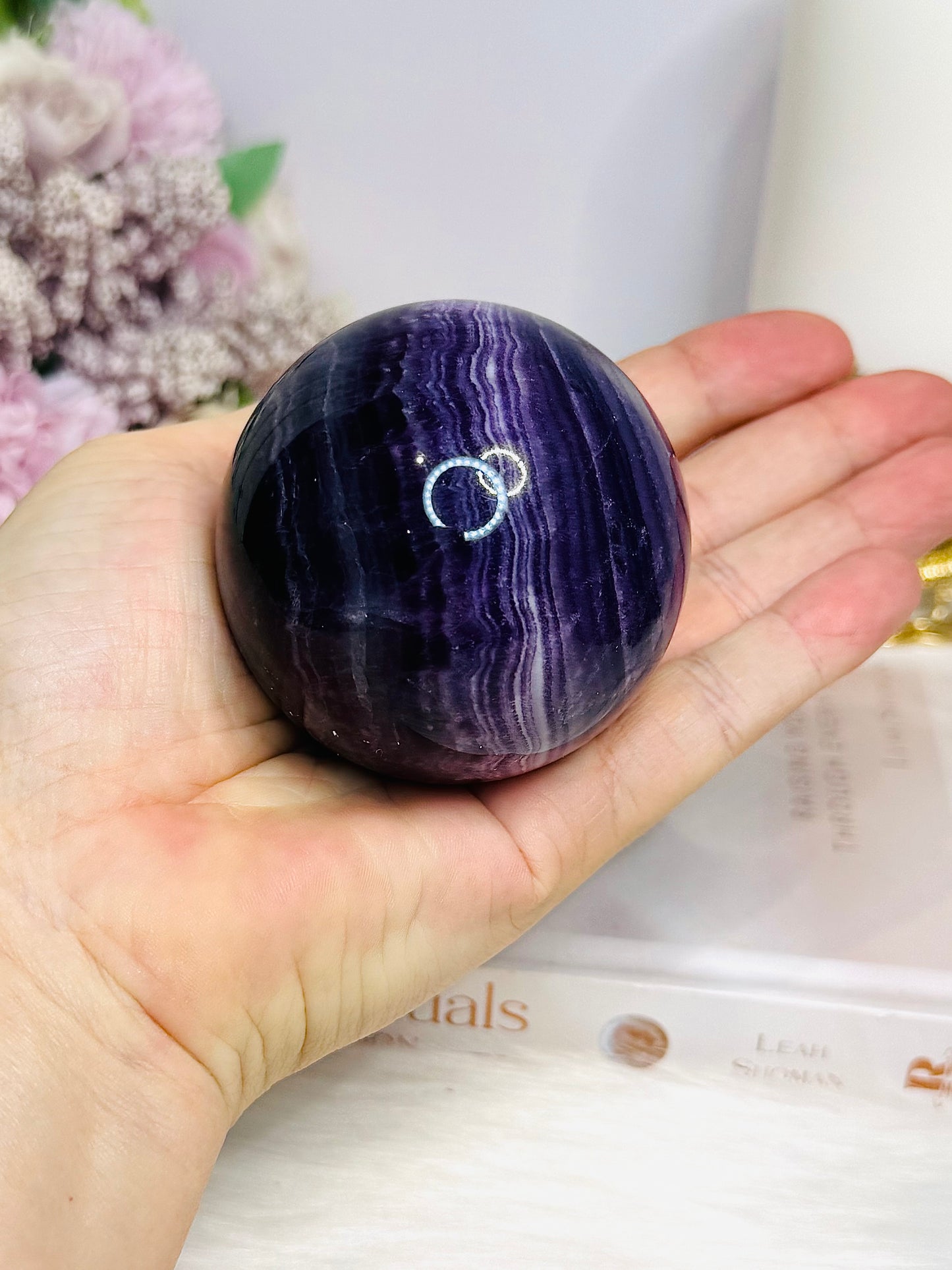High Grade Purple Fluorite Sphere On Stand 385g