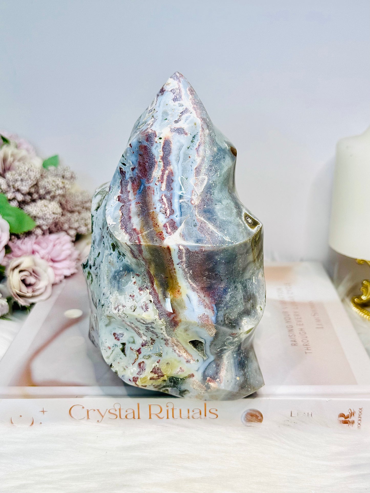 Huge Ocean Jasper Carved Flame 17cm 1.87KG