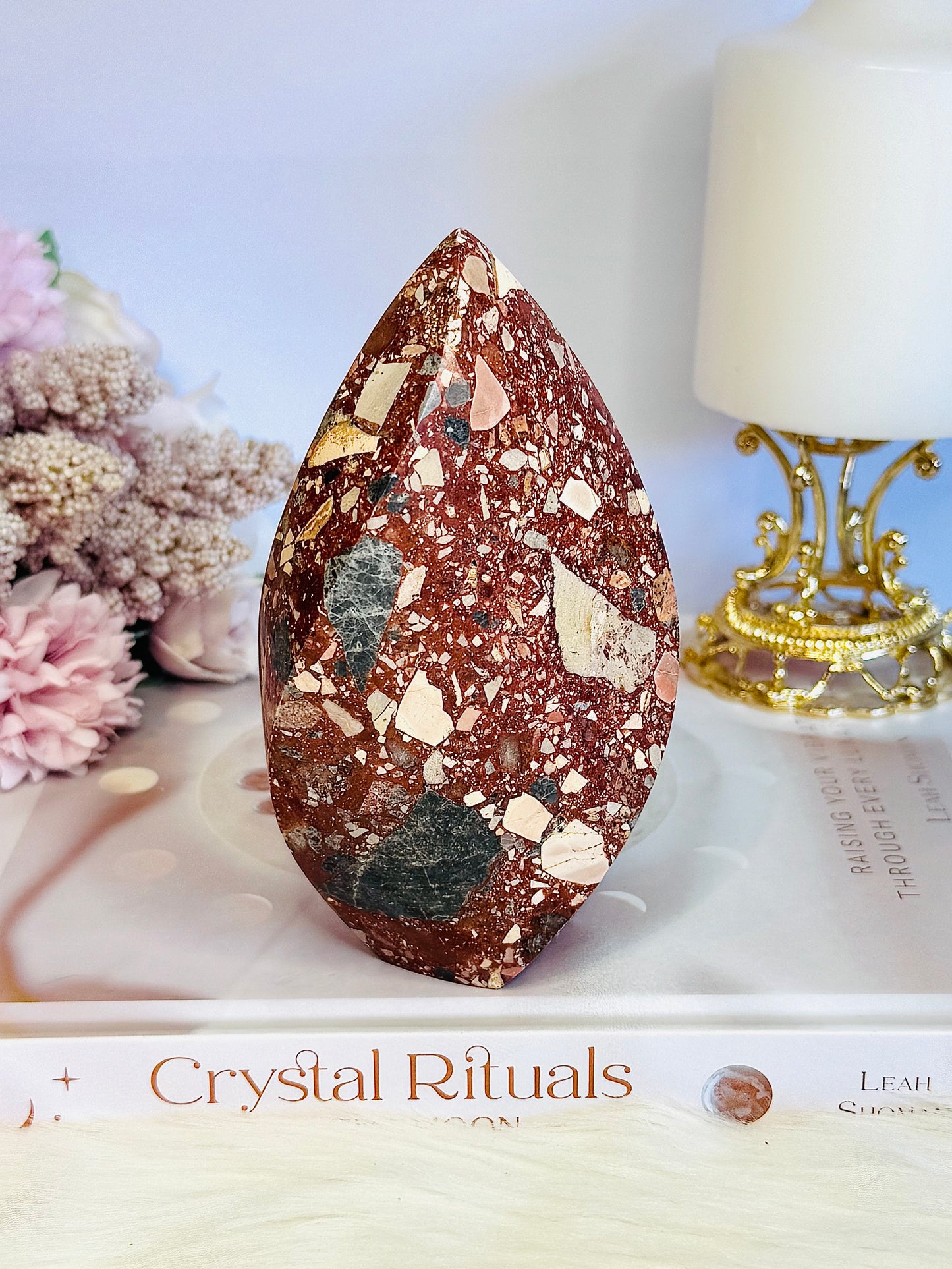 Absolutely Beautiful Natural Brecciated Jasper Carved Flame | Freeform From Brazil 521grams 13cm