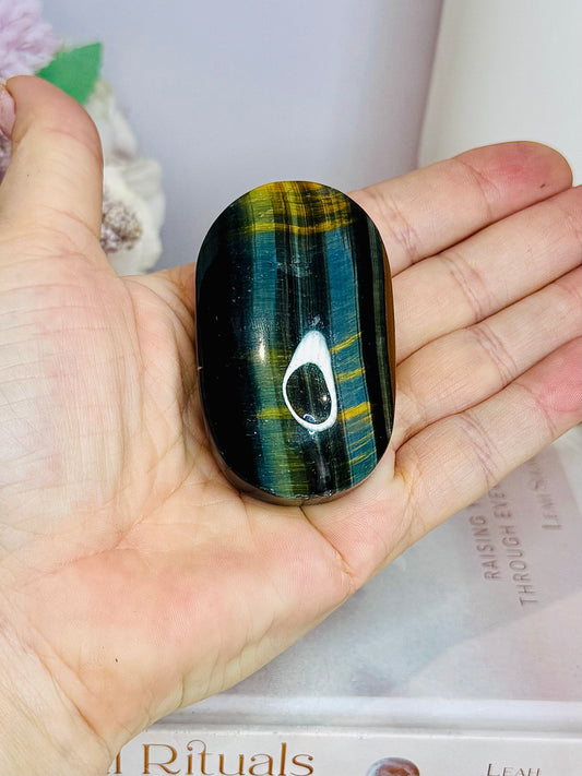 Large Blue Tigers Eye High Grade Palm Stone