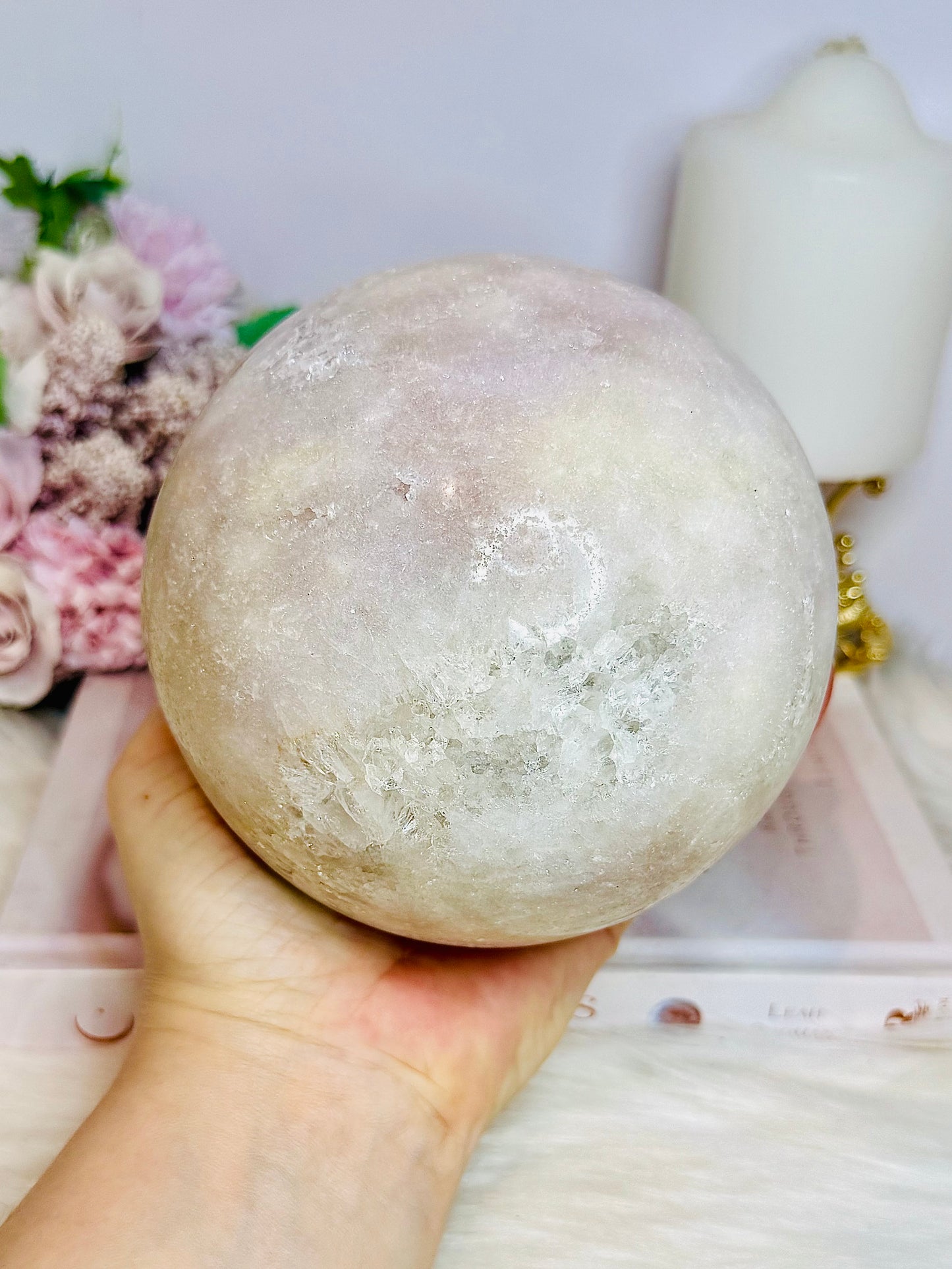 Huge Pink Amethyst Druzy Geode Sphere 11cm 1.86KG
