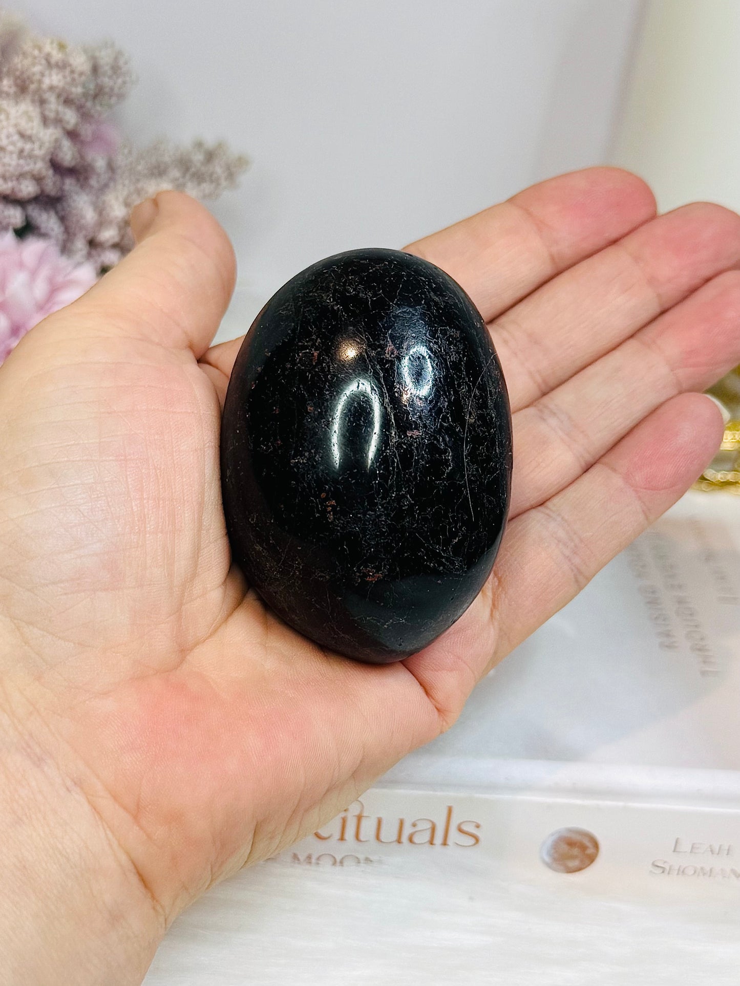 Black Tourmaline Chunky Palm Stone