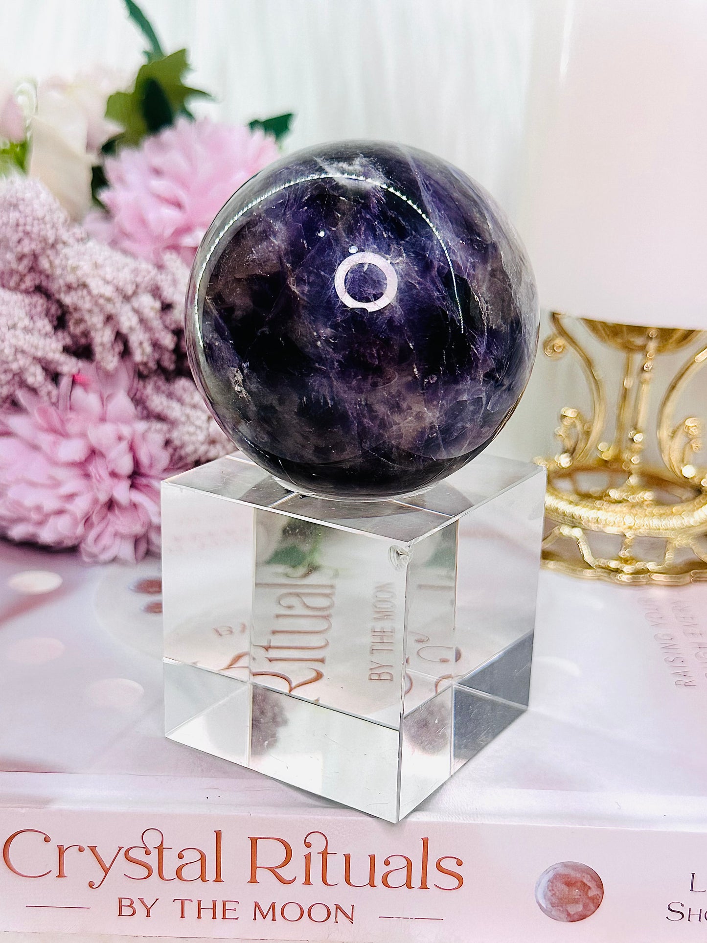 Peace & Tranquility ~ Gorgeous Amethyst Sphere 299grams From Brazil On Stand (Glass stand in pic is display only)