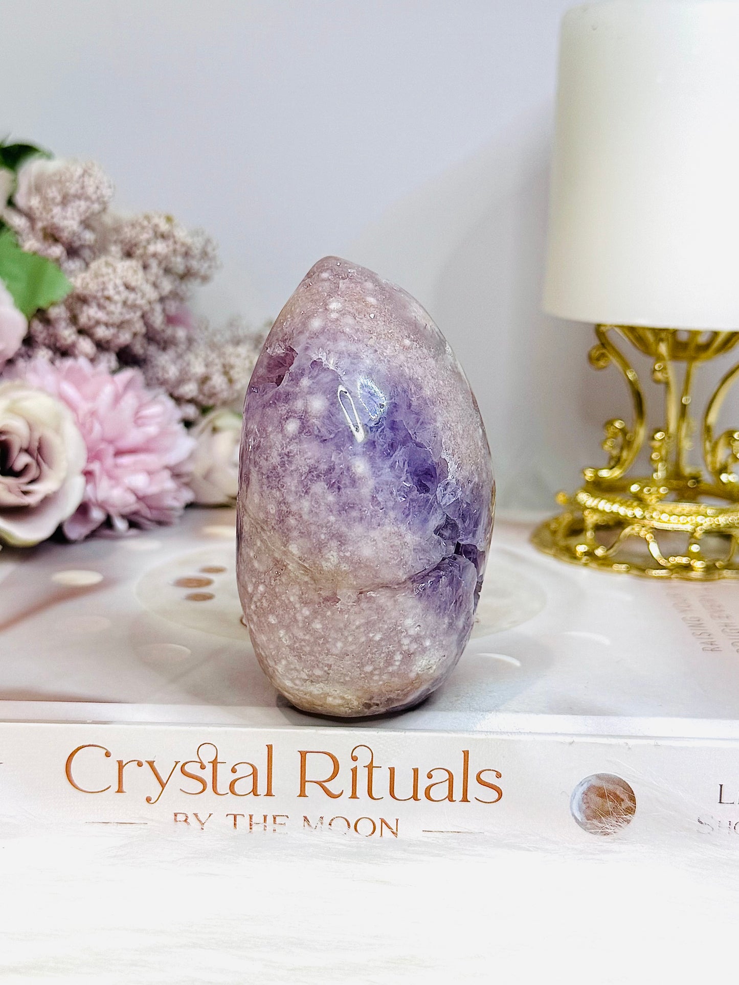 Pink Amethyst X Flower Agate Small Druzy Freeform 8.5cm 260g