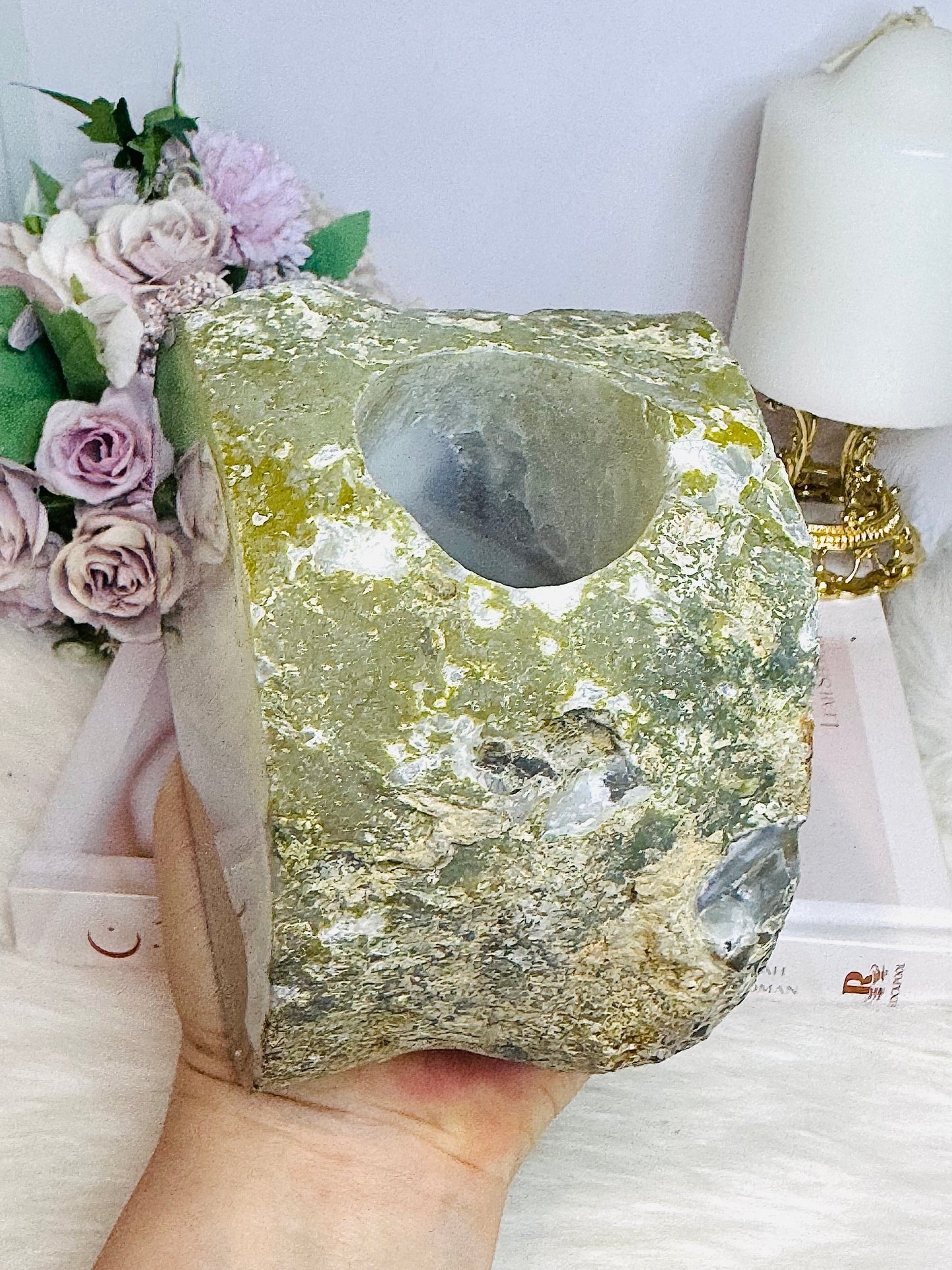 Large Druzy Agate Candle Holder 12cm 1.8KG