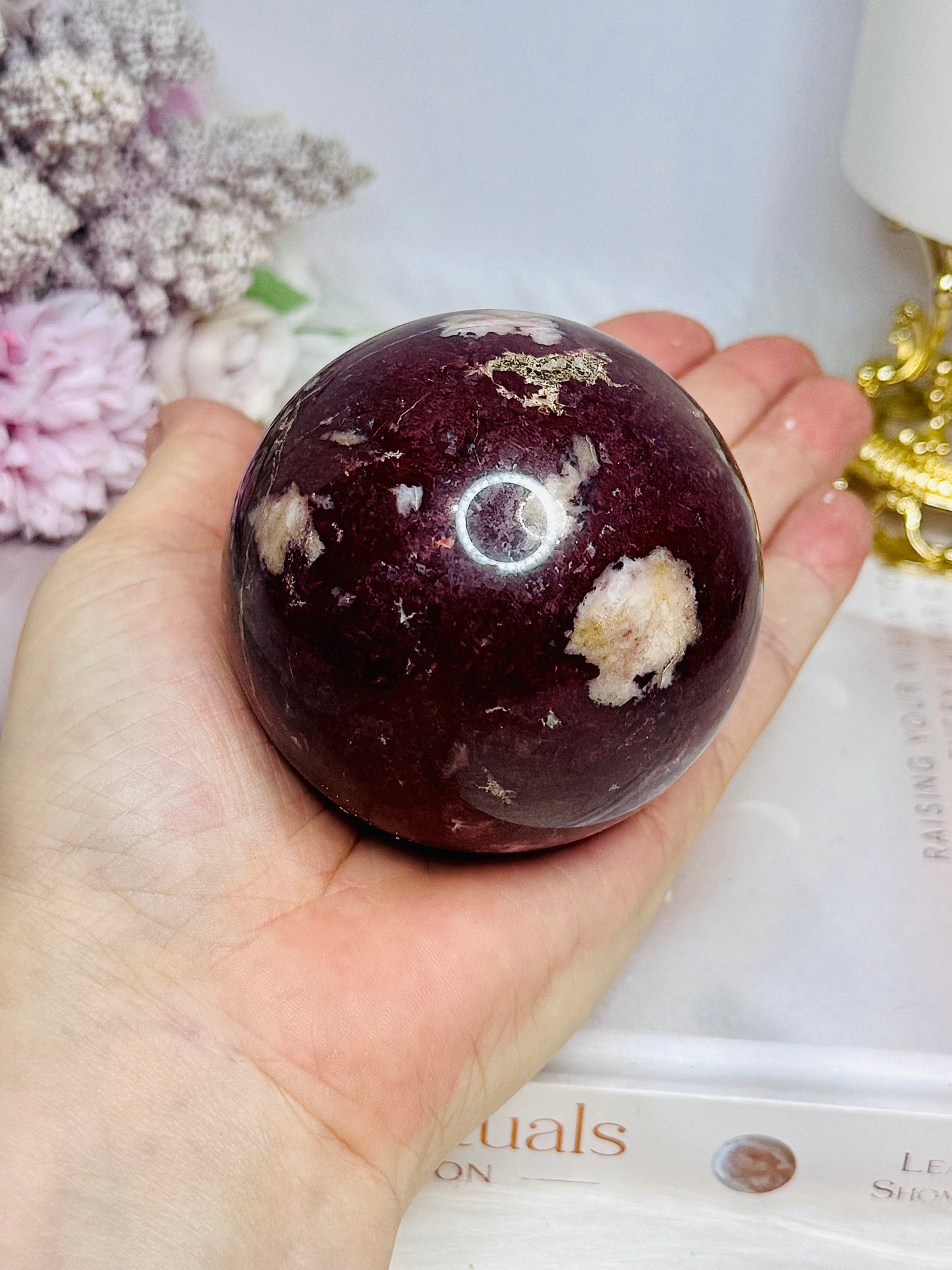 Large Red Jasper Sphere on Stand 471g