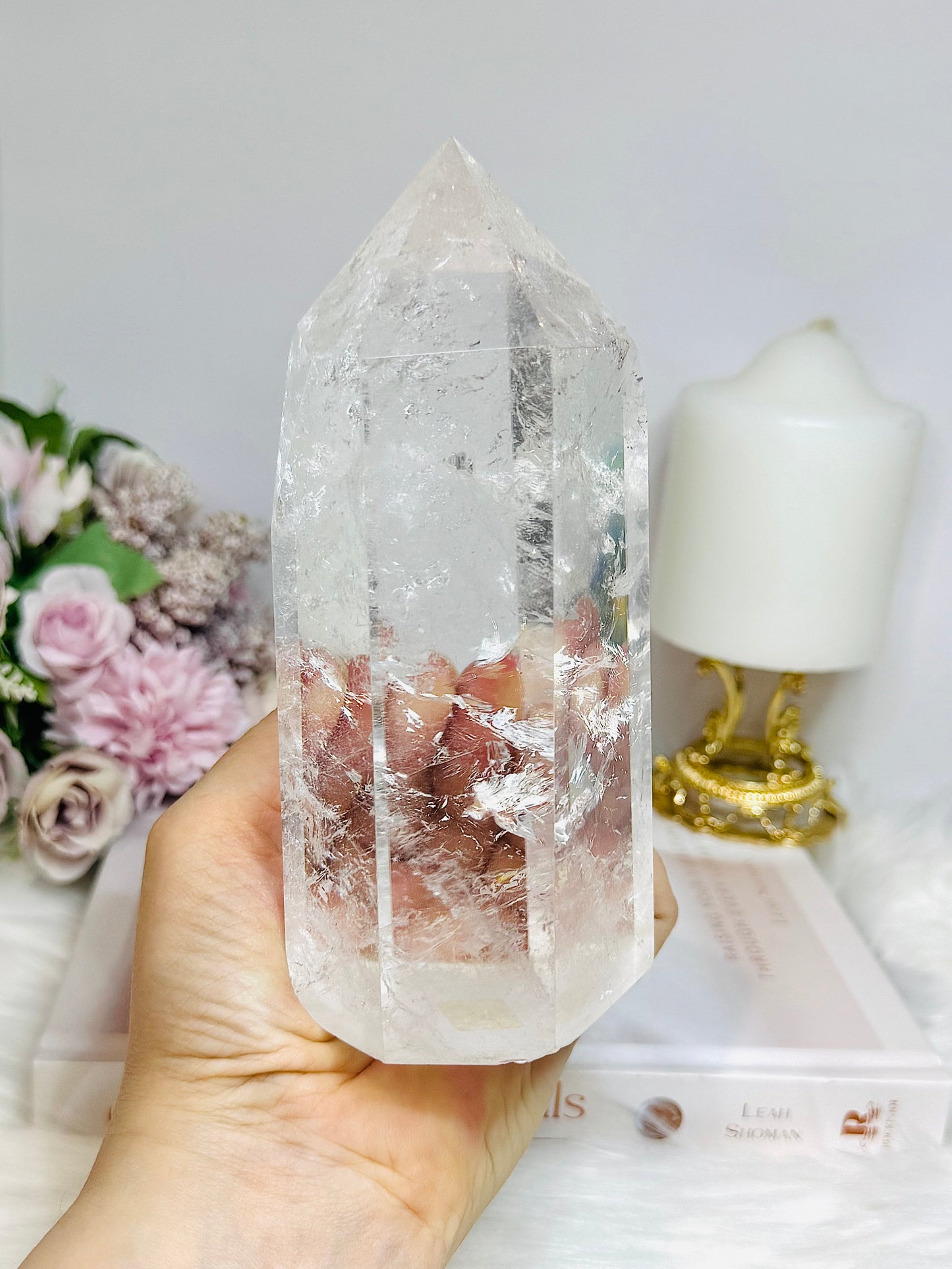 High Grade AAA Clear Quartz Large Chunky Tower From Brazil 15.5cm 956g