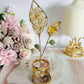 Beautiful 17cm Tall Gold Wired Rose Quartz Flower with Mixed Crystals