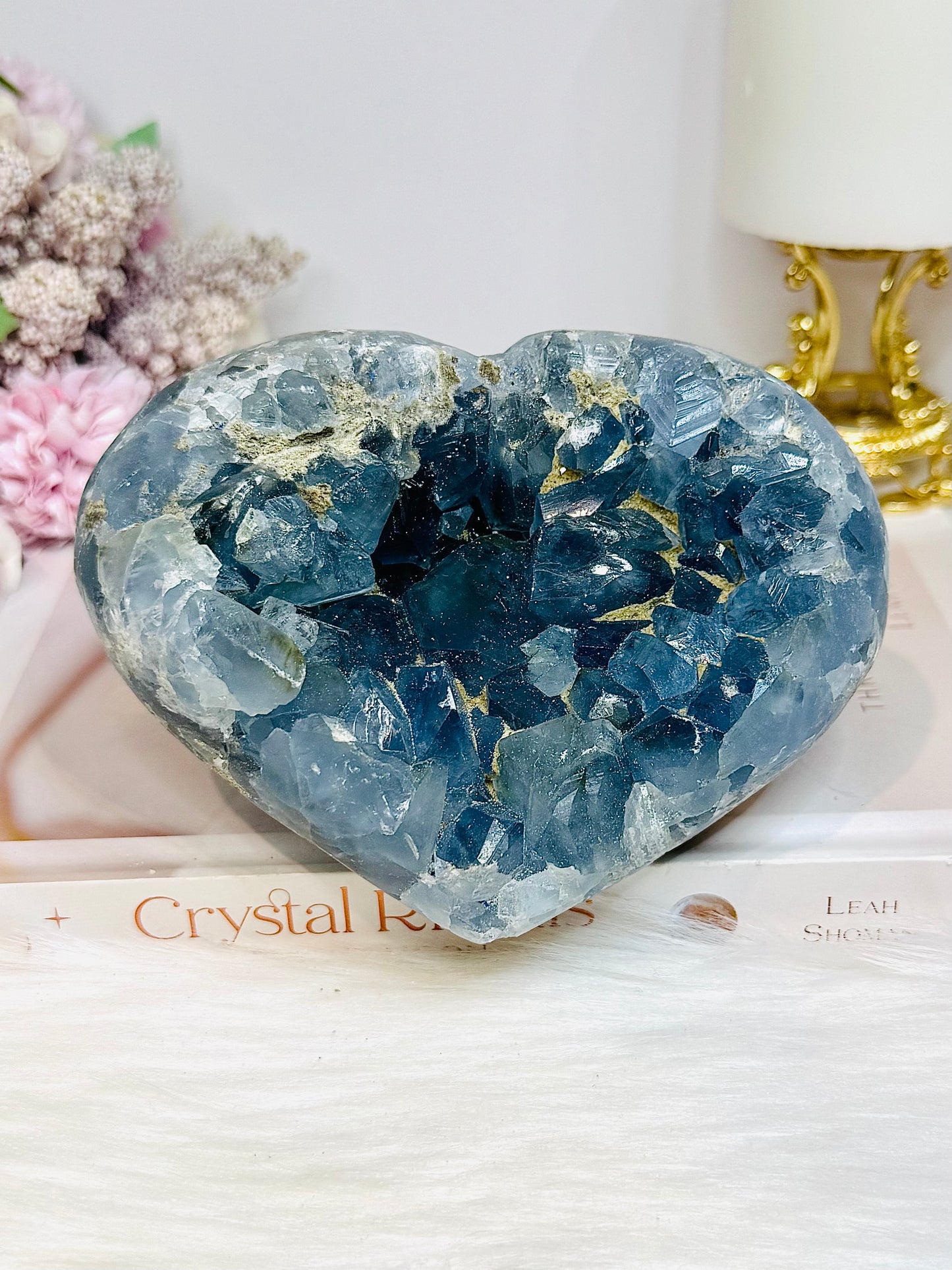 Deep Blue Large Chunky Celestite Heart 13cm 1.3KG