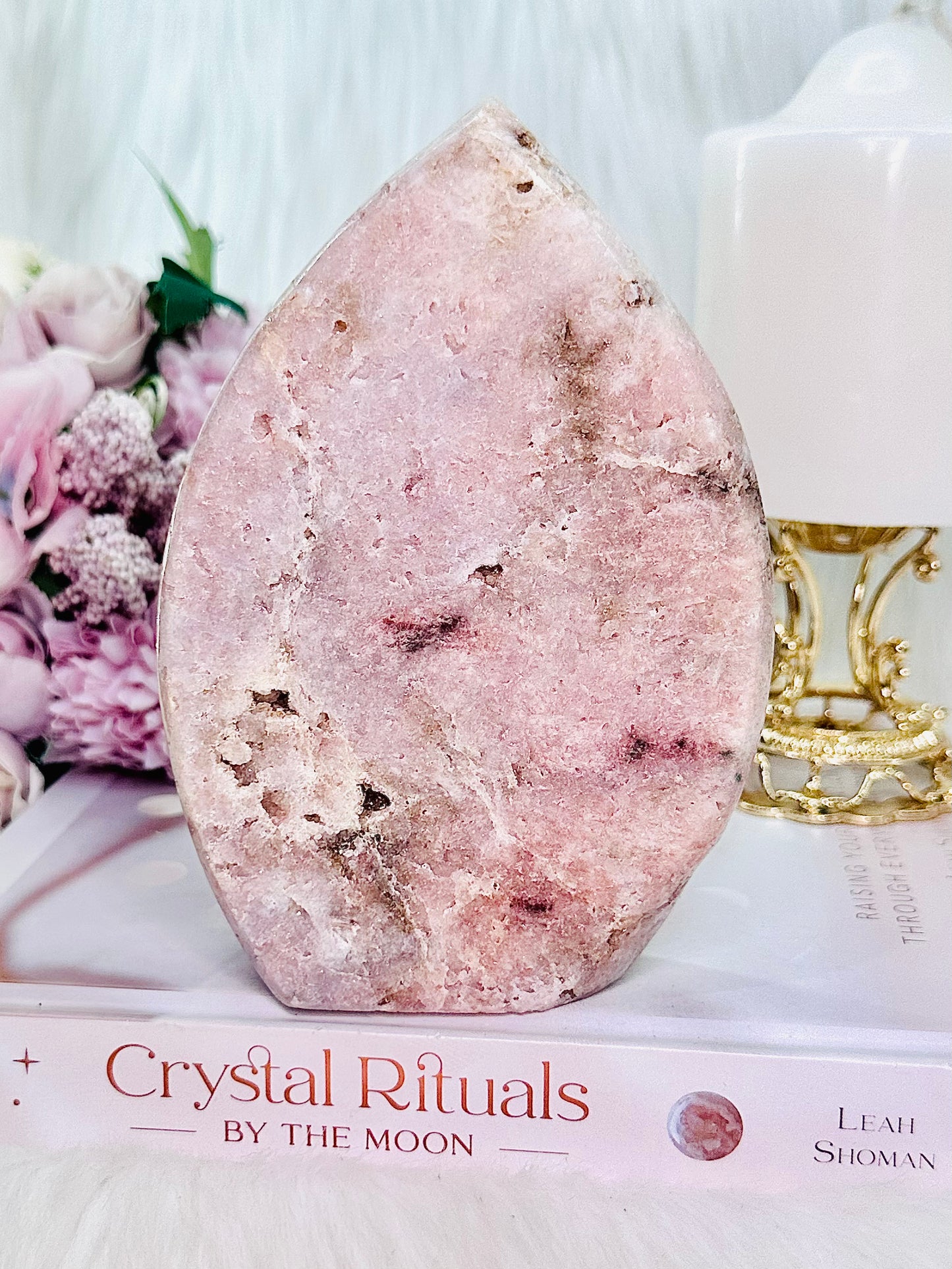 Simply Stunning Large Pink Amethyst Druzy Carved Flame From Brazil 655grams