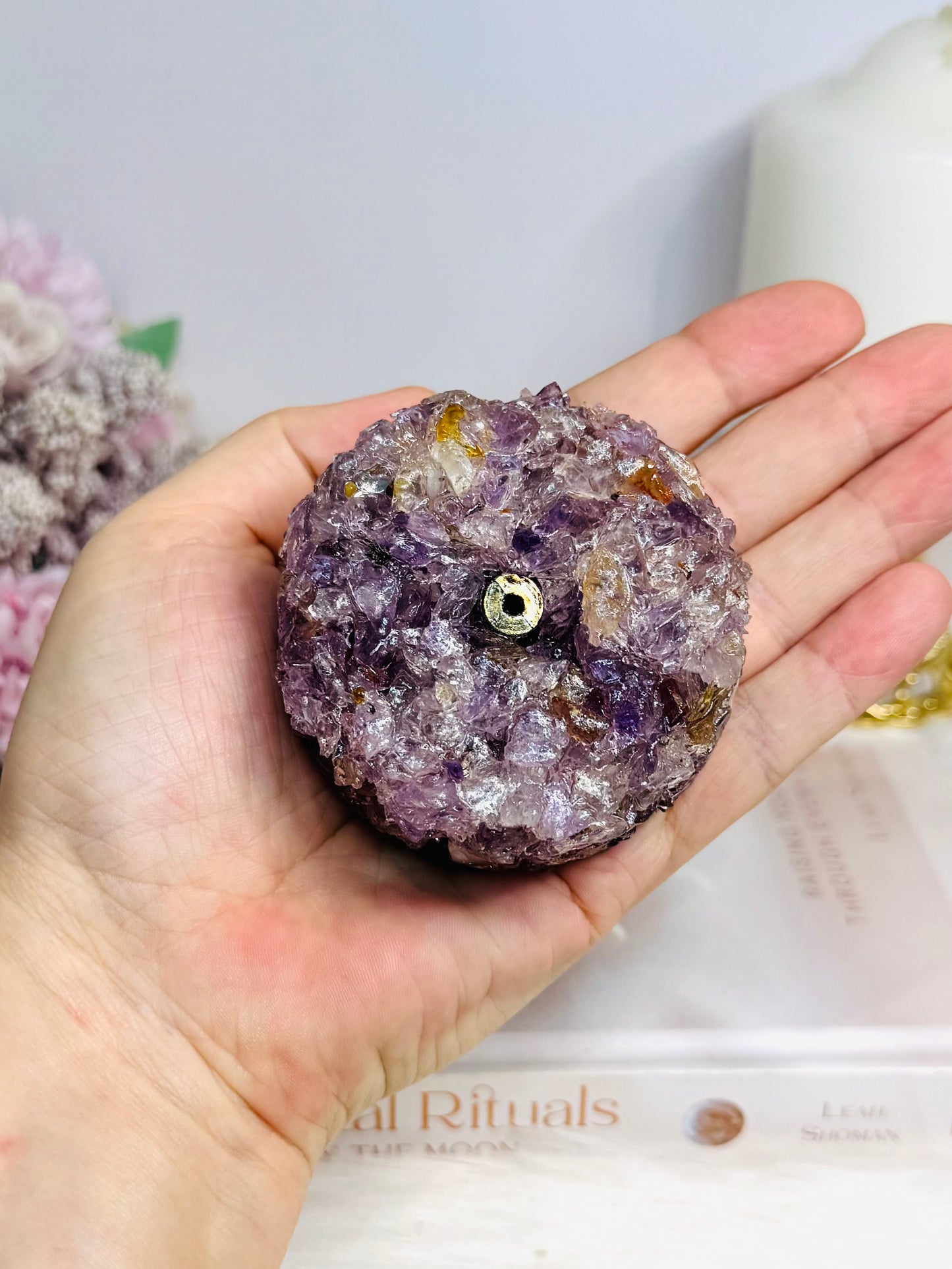 Resin Amethyst Incense Holder 7cm