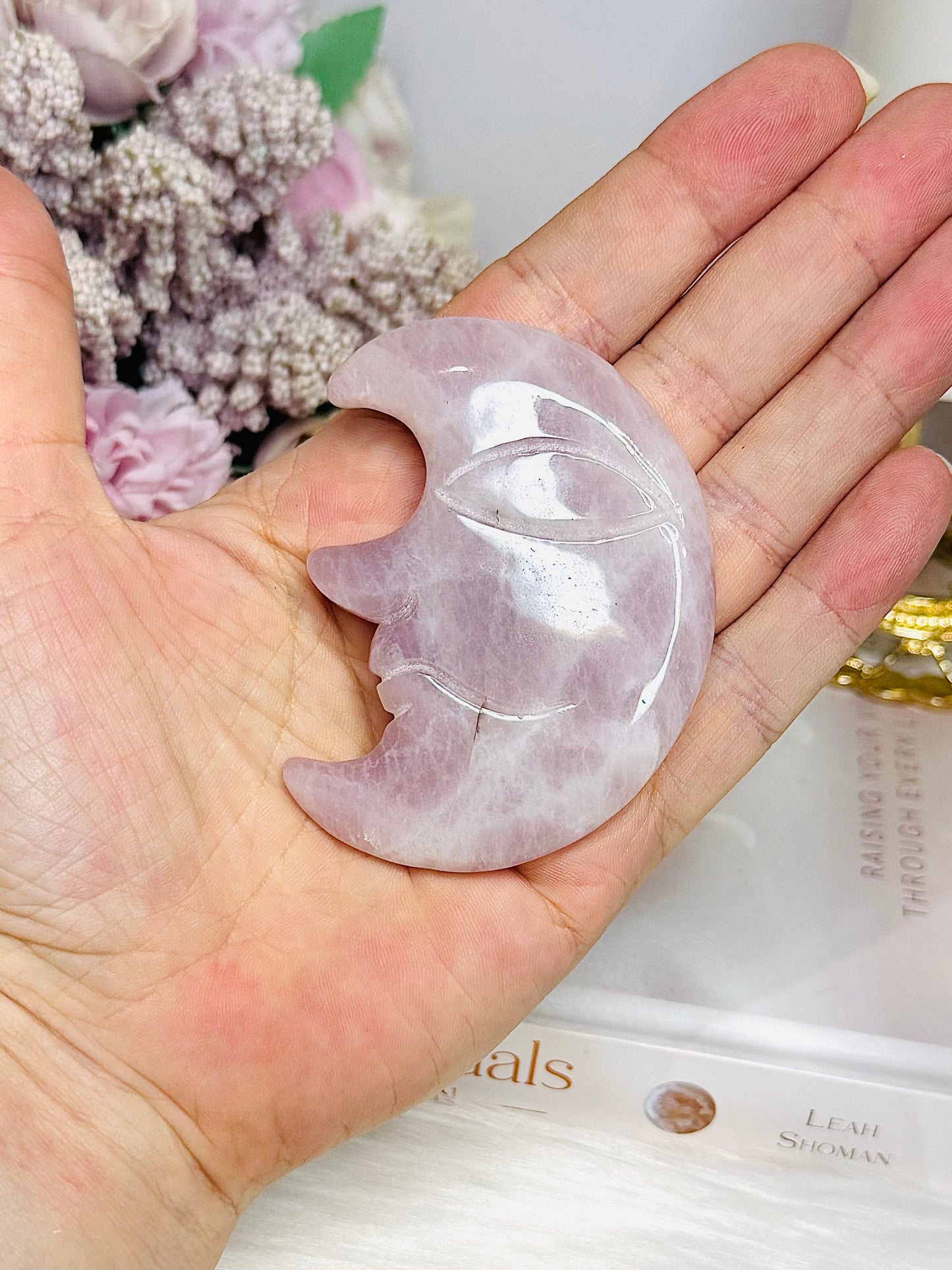 Rose Quartz Moon 7cm