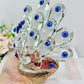 For Protection ~ Exquisite Large 15cm Glass Evil Eye Peacock Figurine combining elegance and mystique