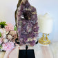 High Grade Amethyst Natural Cluster Slab with Stalactite Formations On Custom Stand 23cm 1.03KG